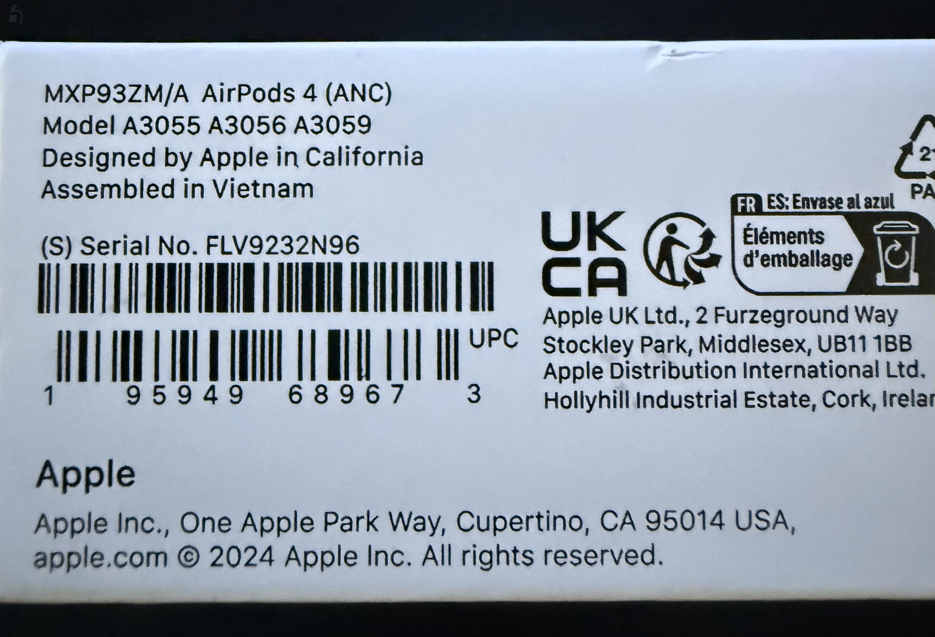 Apple Airpods 4 aktív zajszűréssel, új, bontatlan