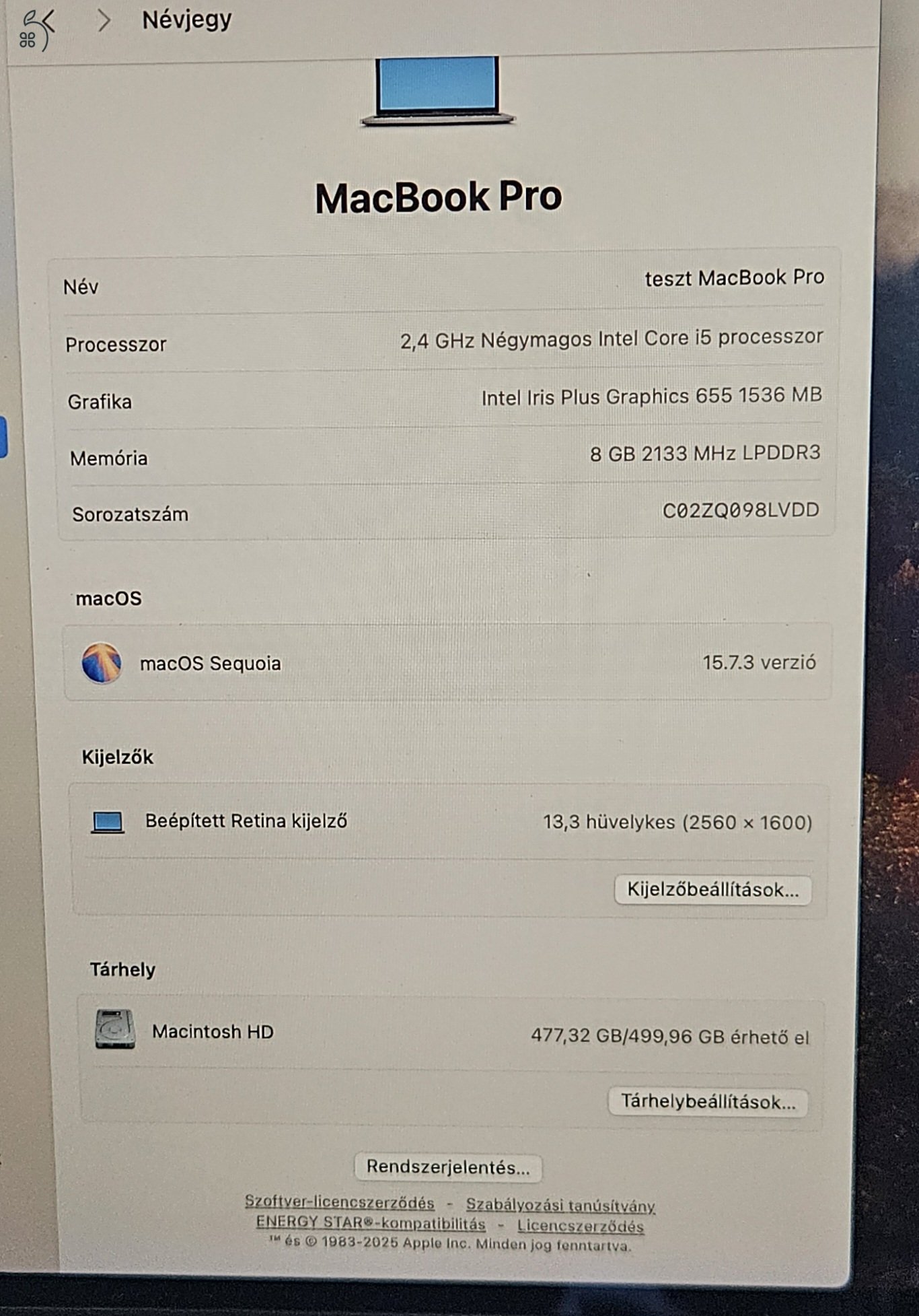 MacBook pro 13 i5 8gb 512gb touchbar 2020