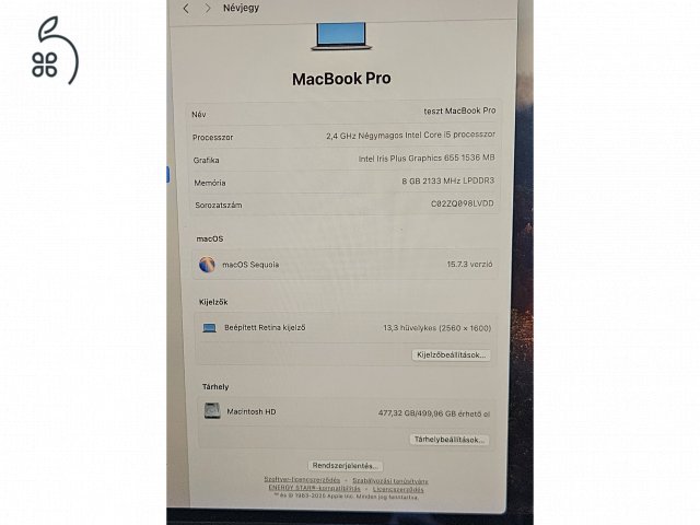 MacBook pro 13 i5 8gb 512gb touchbar 2020