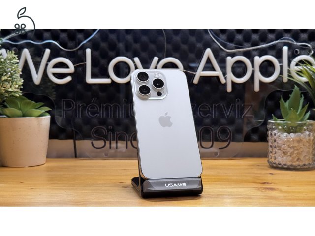 iPhone 15 Pro 256GB Fehér, Független - 1ÉV Garancia, Számla