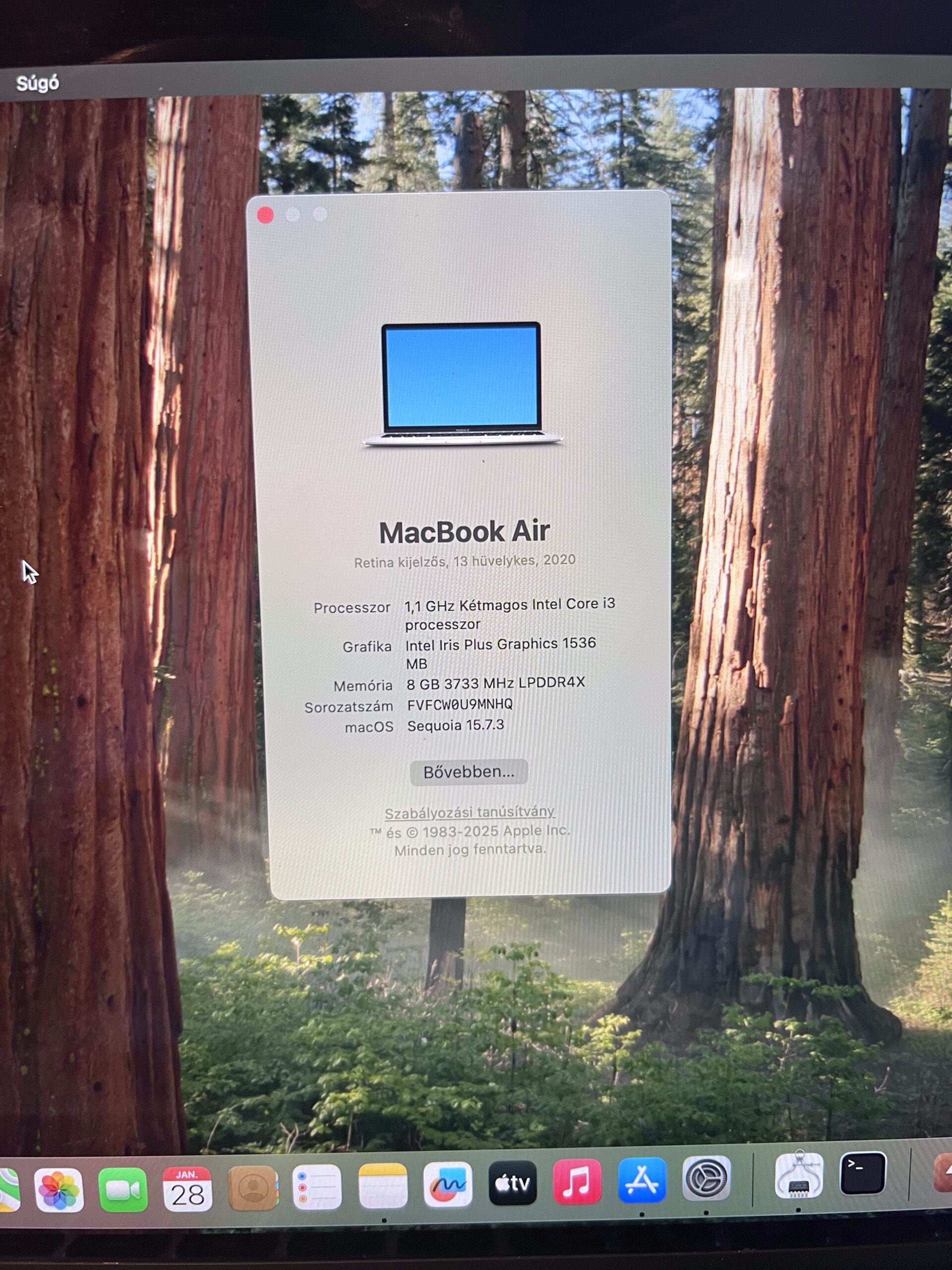 Hibátlan MacBook Air 2020 i3 13” 256GB 2 ÉV Garanciával