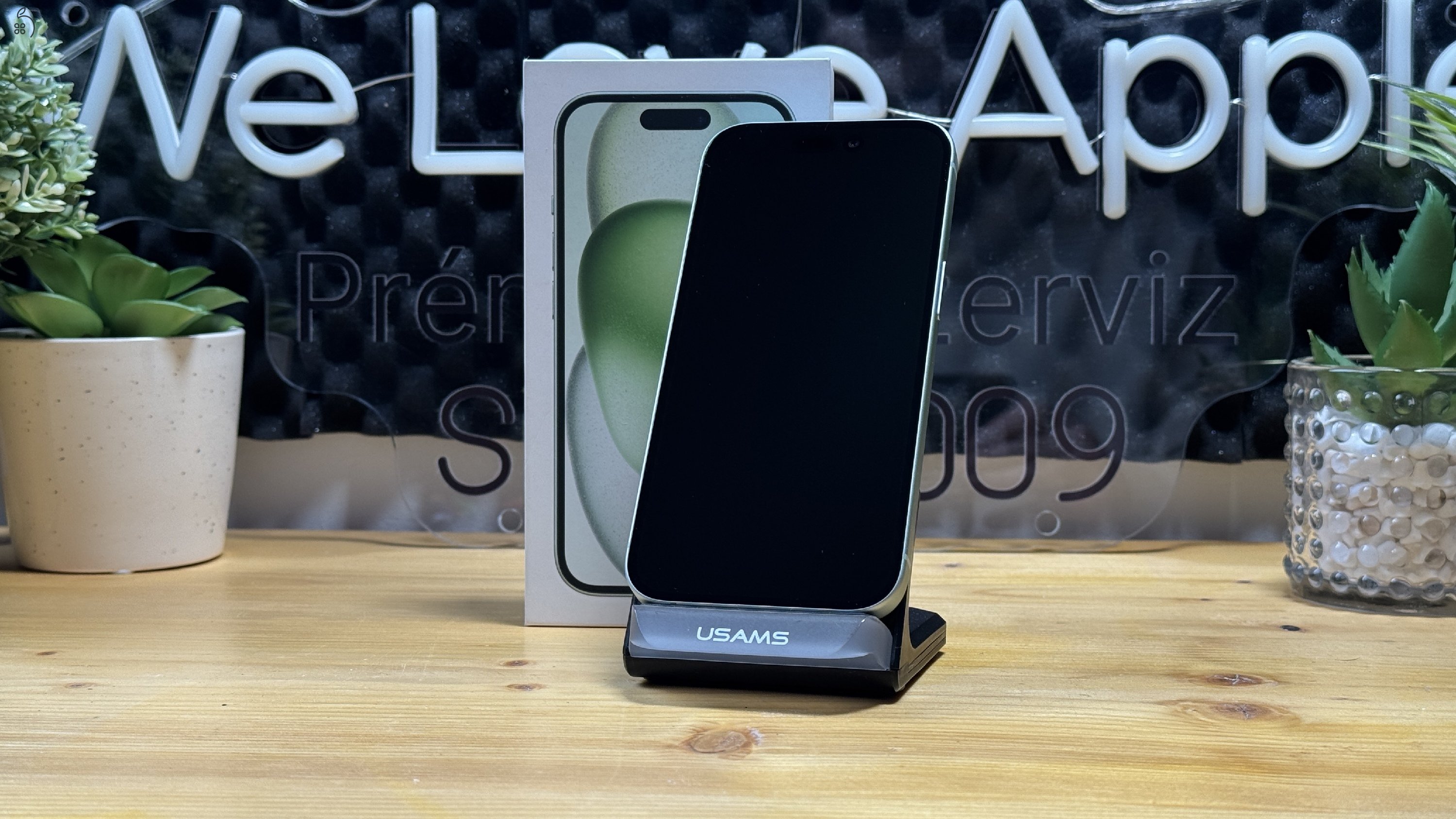 iPhone 15 128GB Zöld, Független - 1ÉV Garancia, Számla