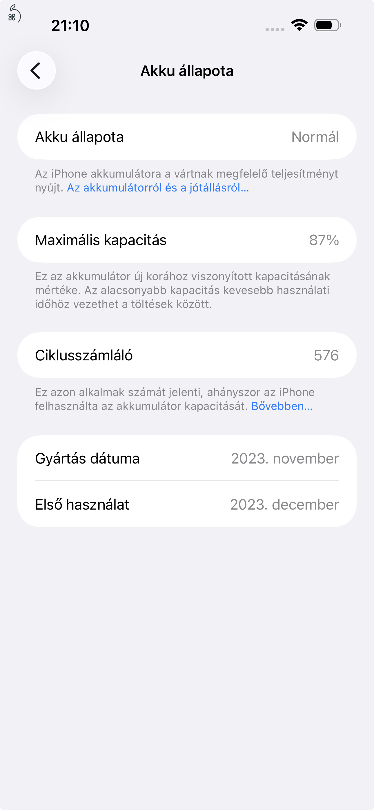 Iphone 15 Pro Max 256GB Fehér titán
