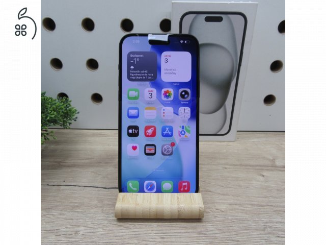 Apple iPhone 15 Plus 128GB Black használt szép állapot 90% akku 6 hónap garancia