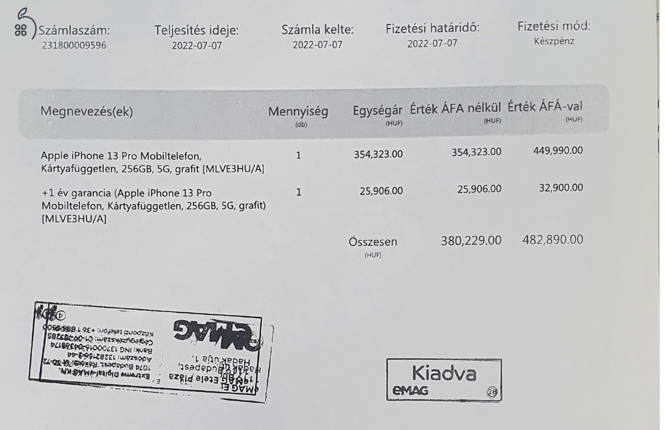 iPhone 13 Pro 256gb - Grafit Szürke -