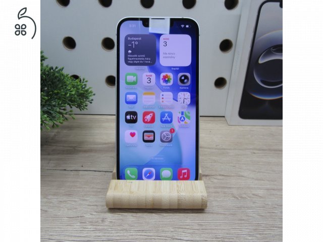 Apple iPhone 16e 128GB White használt újszerű 100% akku 83 ciklus garanciás 2026.10.26-ig