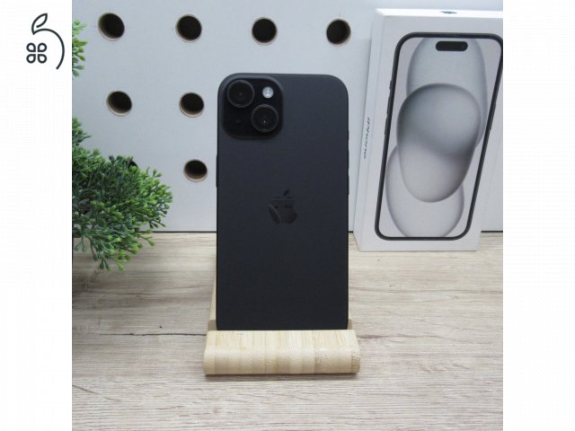 Apple iPhone 15 128GB Black használt szép állapot 100% akku 6 hónap garancia