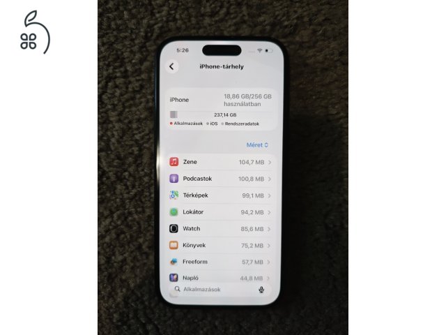 iPhone 15 256GB Fekete 88% akku