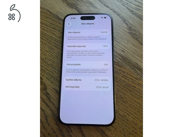 Eladó iPhone 15 Pro  - 256 GB - Blue Titanium színben - ajándék tokkal