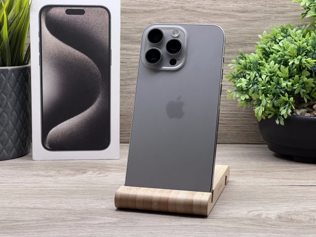 iPhone 15 Pro Max Natural Titanium 256GB 2 ÉV Garanciával 91%