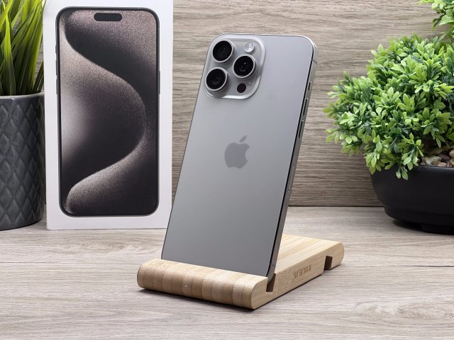 iPhone 15 Pro Max Natural Titanium 256GB 2 ÉV Garanciával 91%