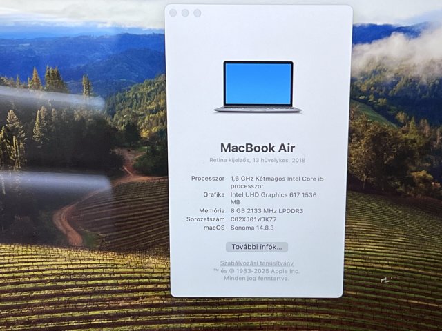 Hibátlan MacBook Air 2018 i5 13”128GB 2 ÉV Garanciával