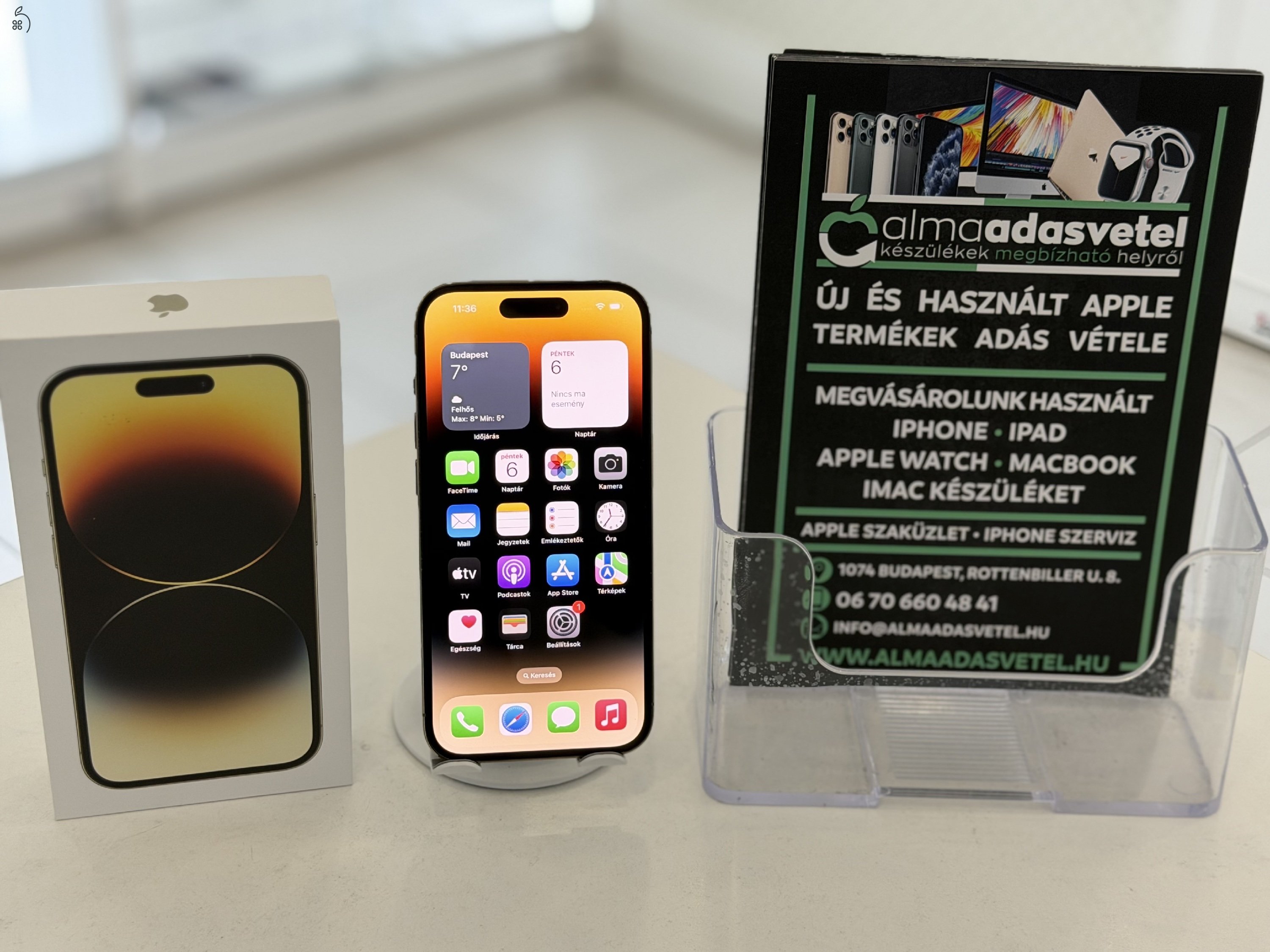 iPhone 14 Pro 256GB Független Újszerű/1-3 hónap gar./Akku 84%/p4724