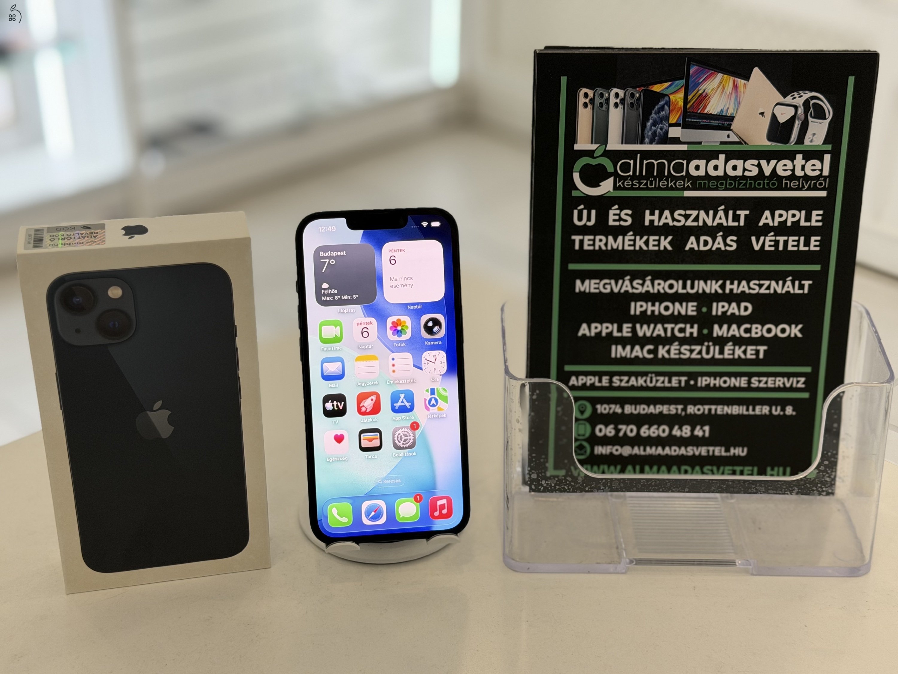 iPhone 13 128GB Független Megkímélt/1-3 hónap gar./Akku 86%/p4725