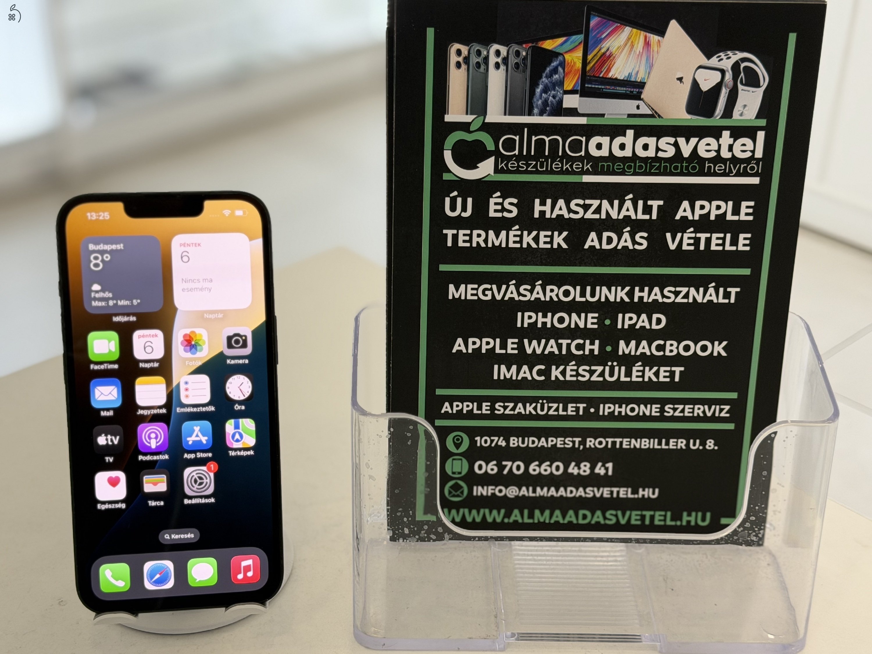 iPhone 13 128GB Független Zöld Hibátlan 1-3 hónap gar/Akku 90%/p4727