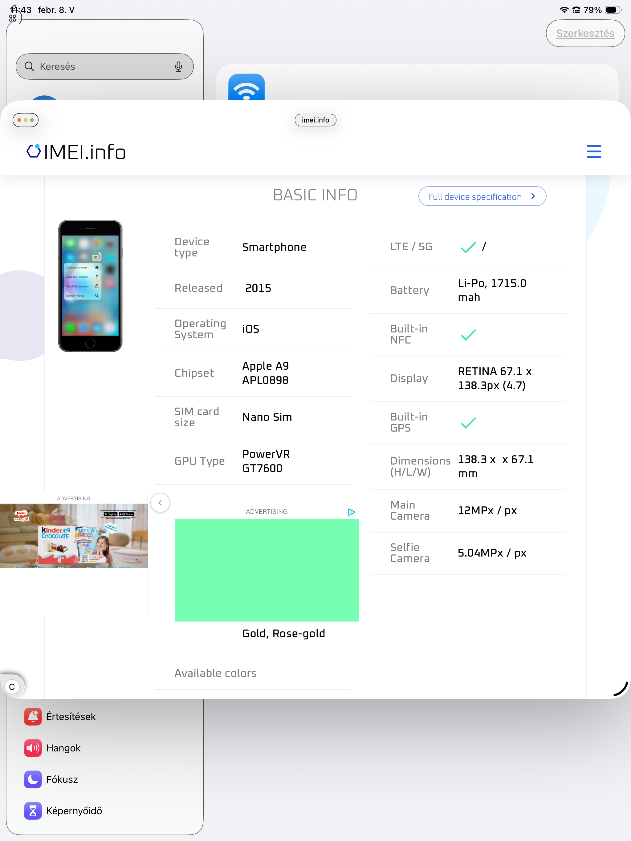 Iphone 6s kiváílló állapotban eladó