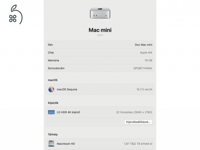 Új Mac Mini M4 – EGYEDI 2TB ULTRA-GYORS SSD (30-40%-kal gyorsabb a gyárinál!)