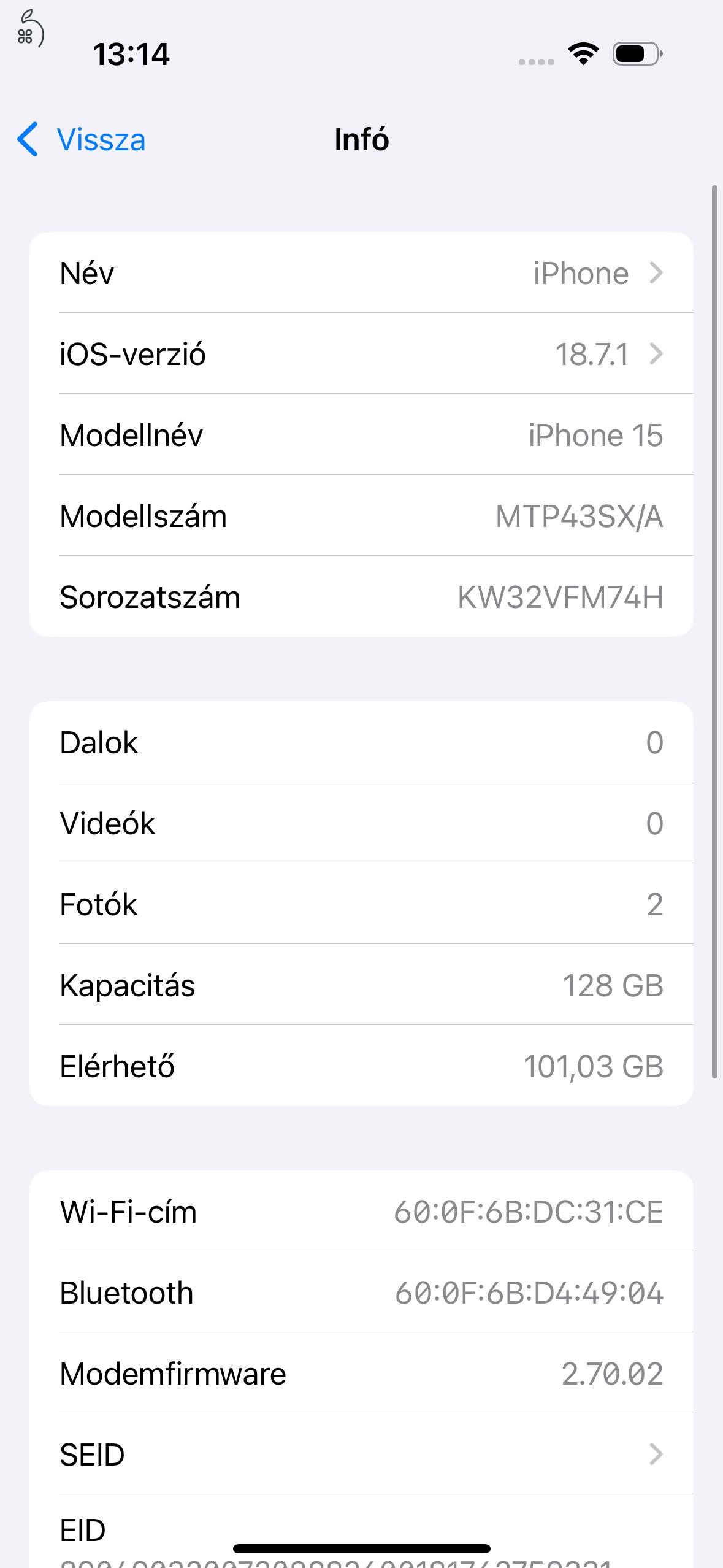 iPhone 15 128Gb Kék 