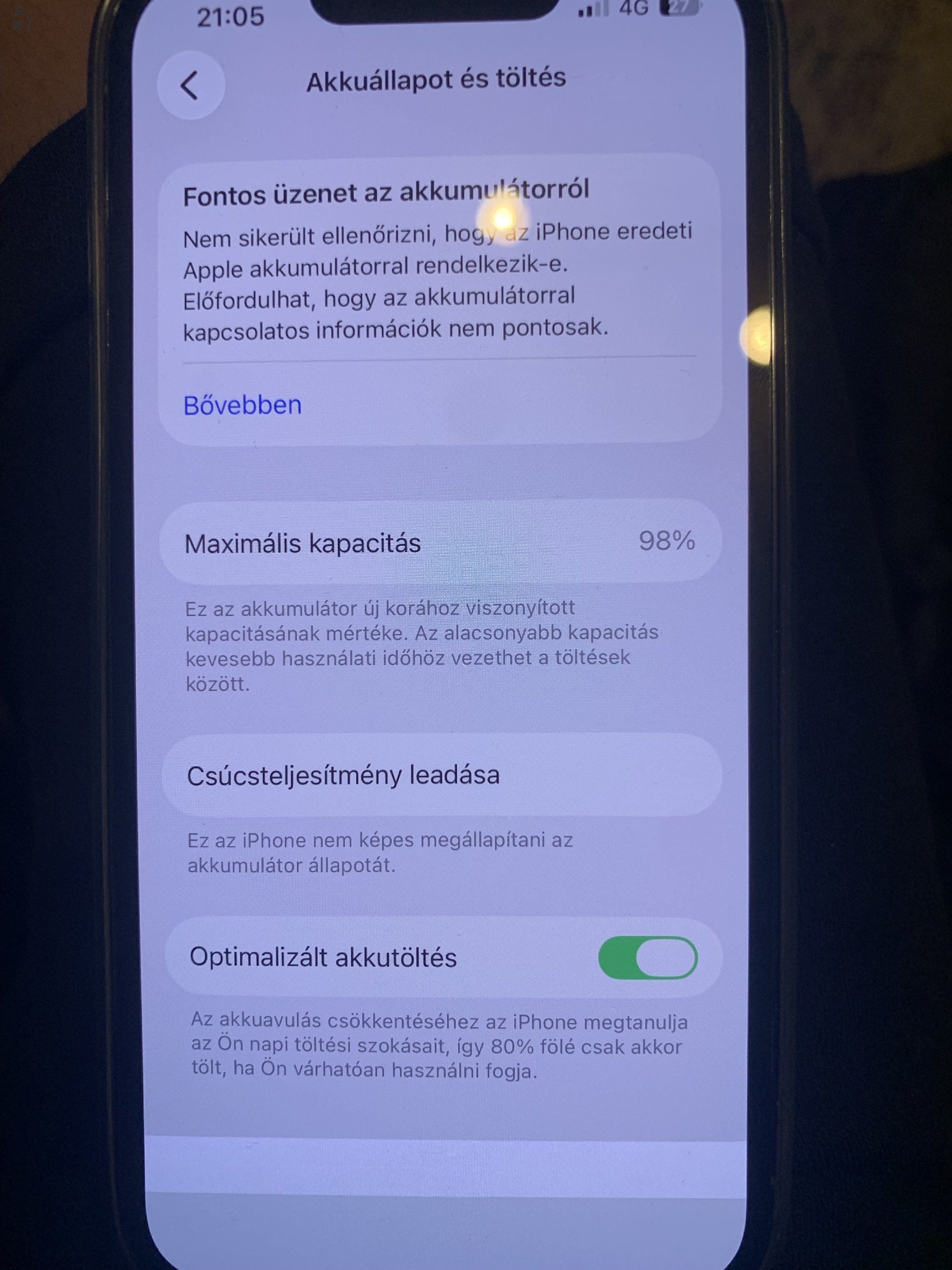 Eladó iphone 13 pro 128gb 98% akksi
