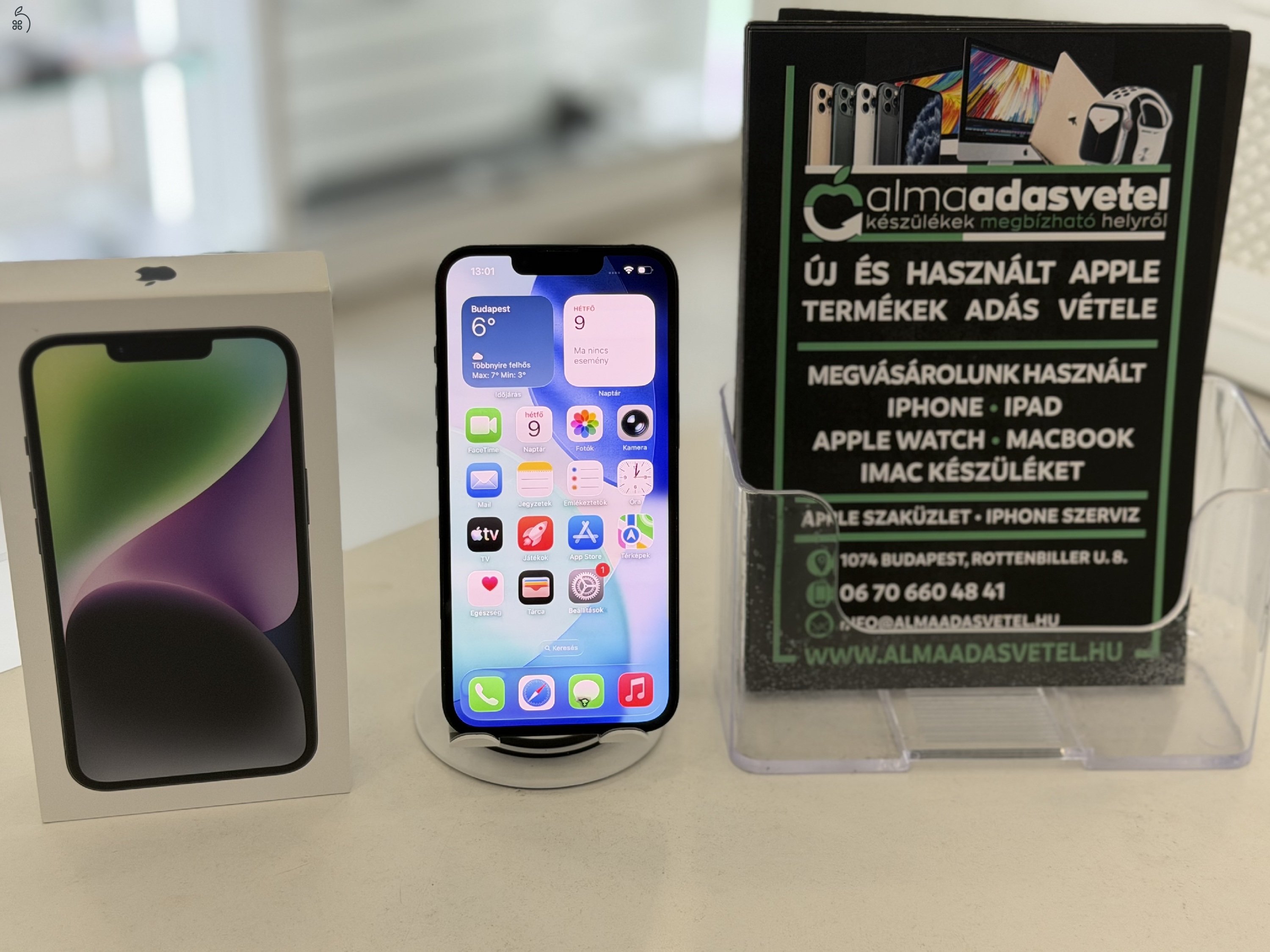 iPhone 14 128GB Vodafone Használt/1-3 hónap gar./Akku 86%/p4733