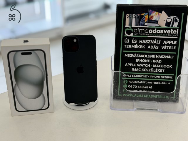 iPhone 15 128GB Vodafone Újszerű/1-3 hónap gar./Akku 100%/p4739