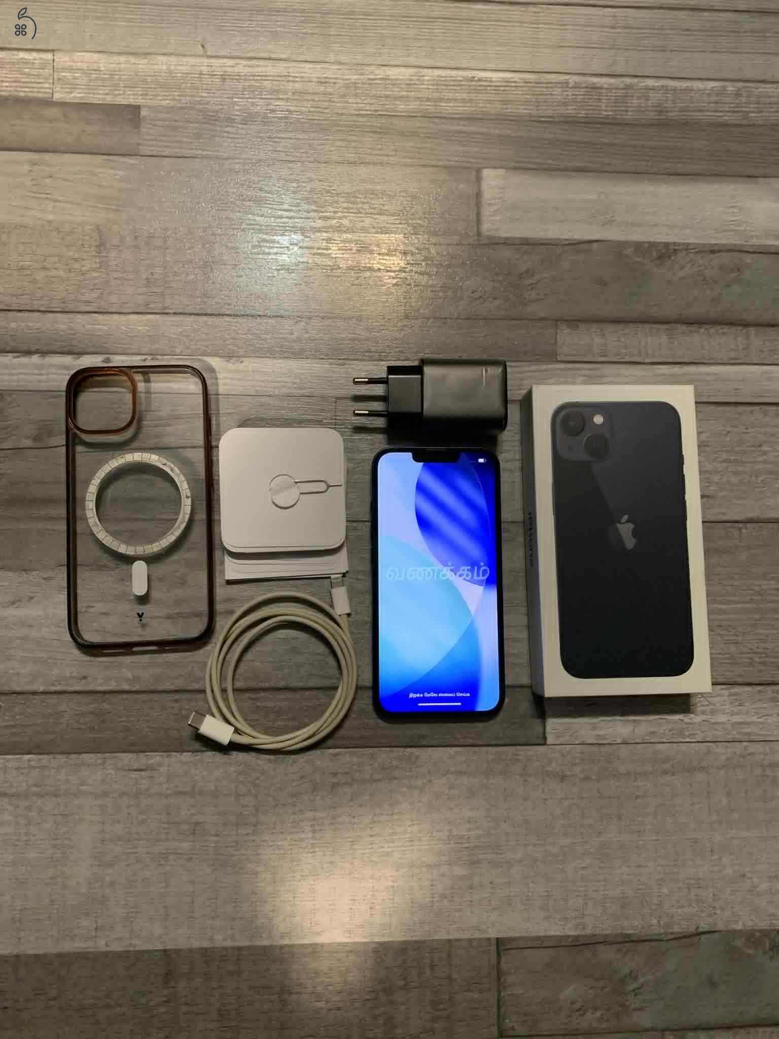 Eladó Iphone13,128Gb,független,karcmentes,éjfekete dobozával,adapterrel,kábellel