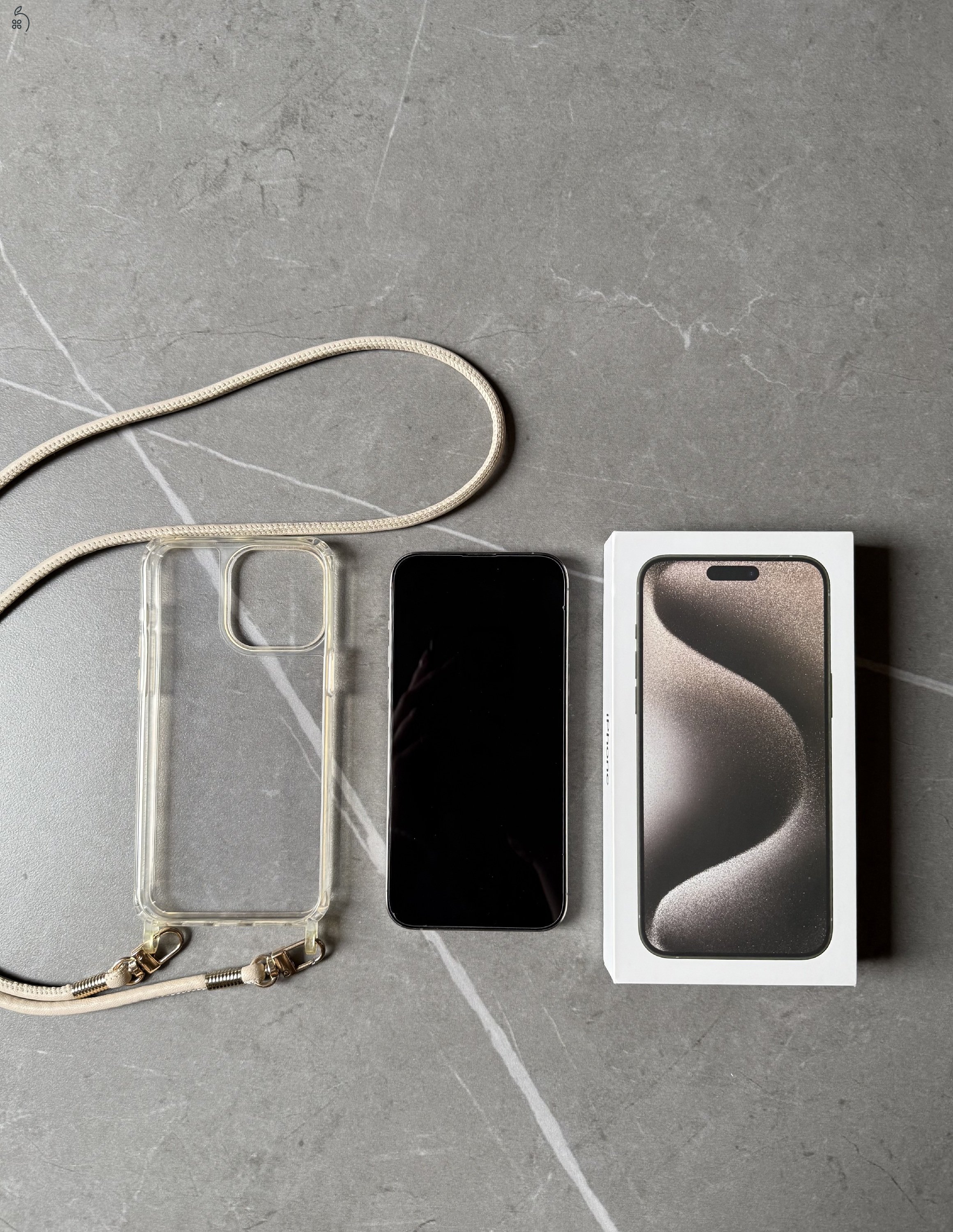 15 Pro Max, Natúr titán, 256 Gb, 2027.08 gari, 92% akku