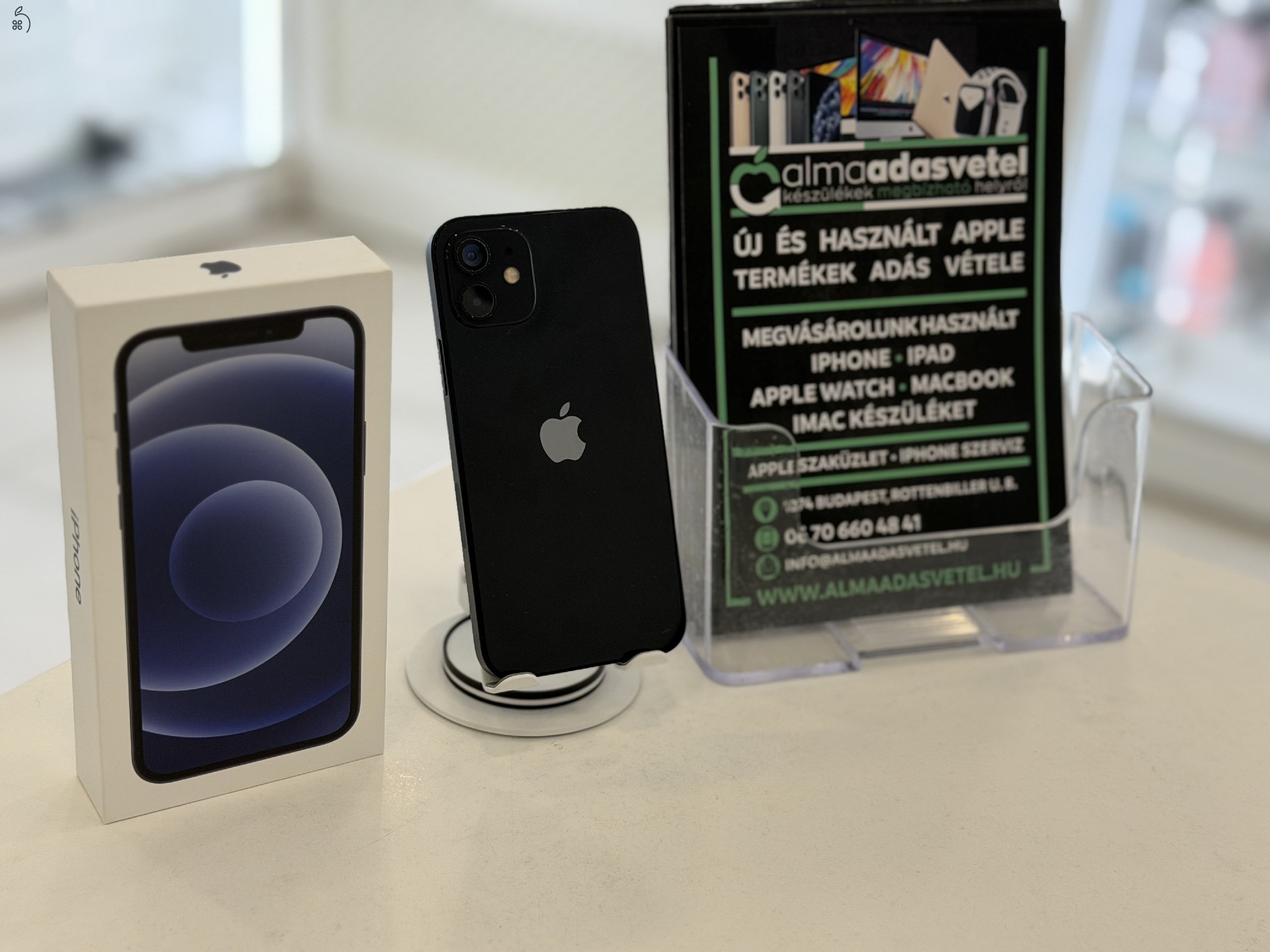 iPhone 12 64GB Fekete Független/1 hónap gar./Akku 81%/p4743