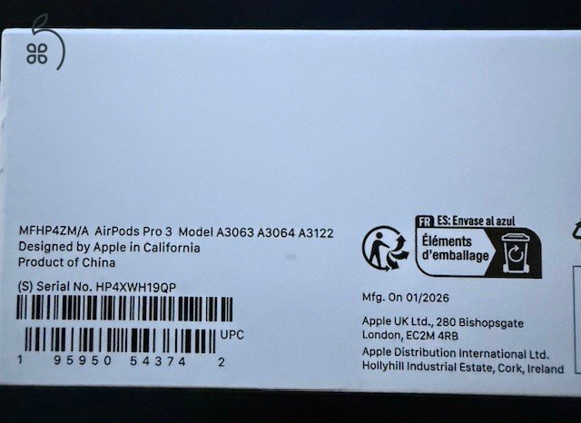 Új Apple Airpods Pro 3, bontatlan, garanciális