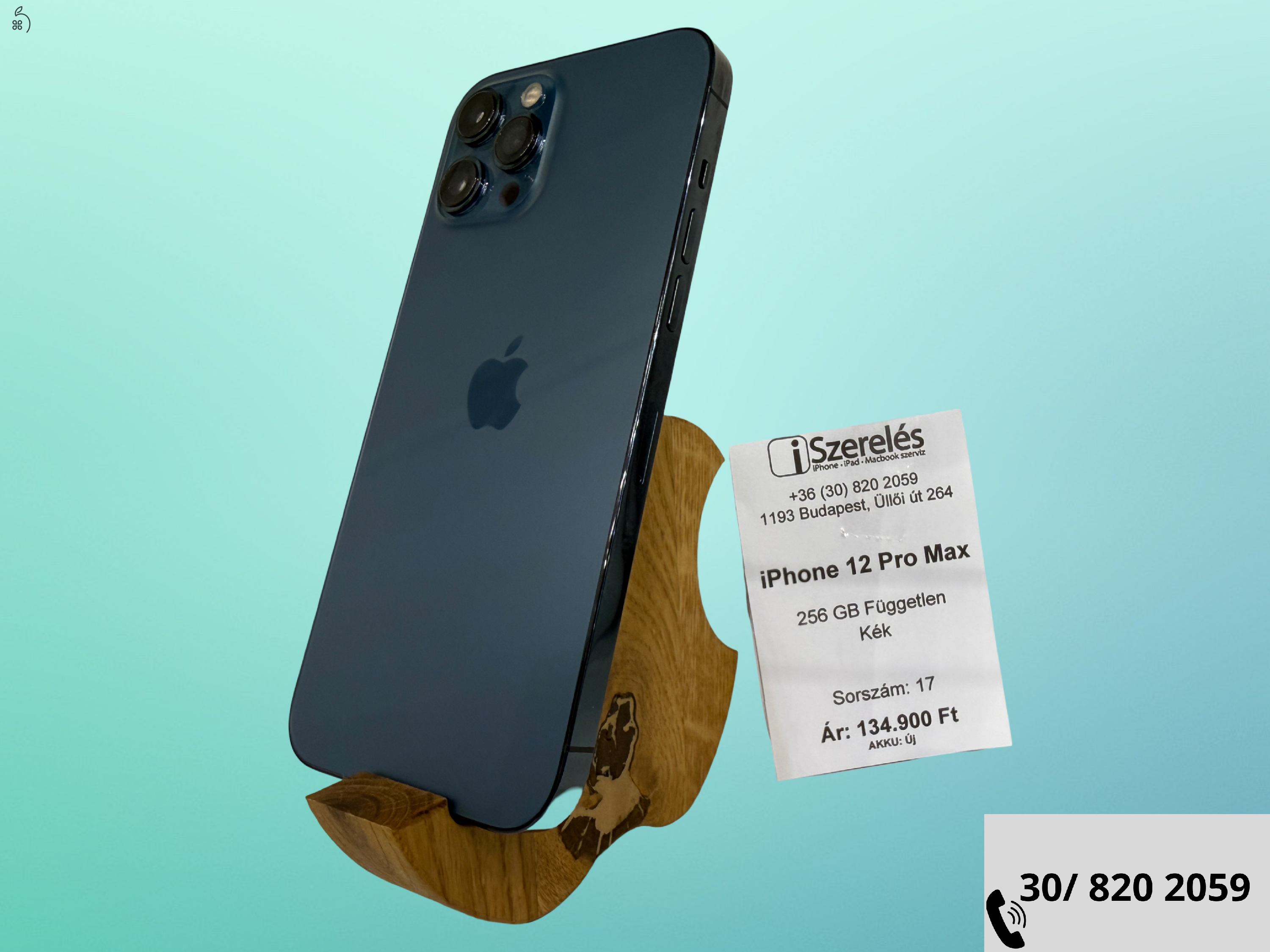 iPhone 12 Pro Max 256GB független kék új akkuval garanciával (17) iSzerelés.hu