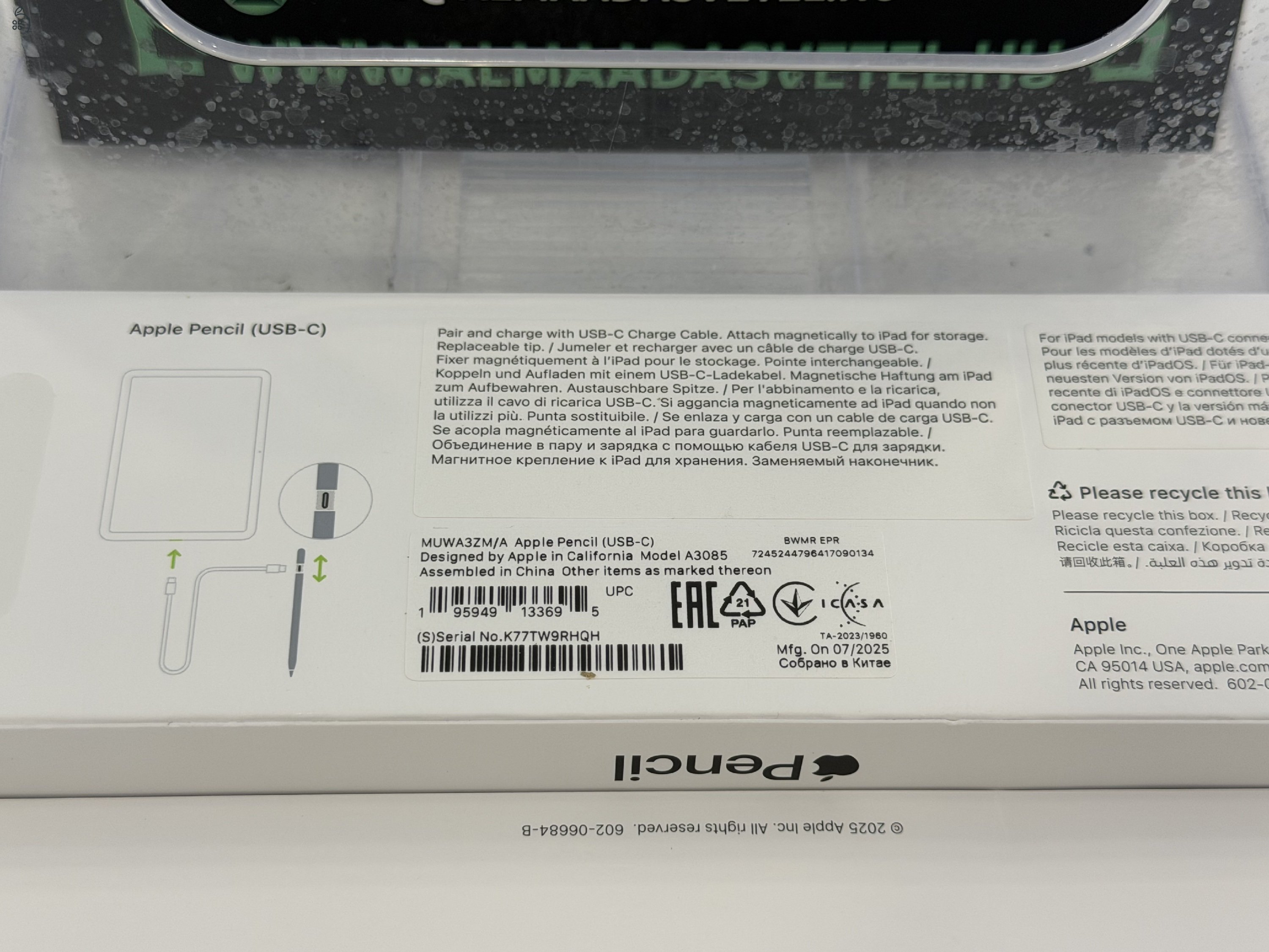 Apple Pencil USB-C(A3085) Hibátalan/1 hónap garancia/