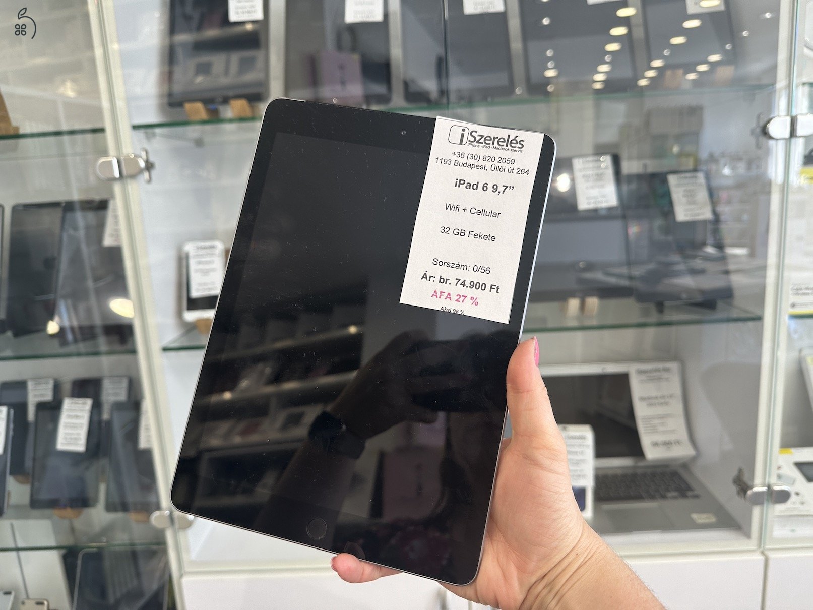 BRUTTÓ SZÁMLÁS | iPad 6 32GB Wifi + Cellular akkumulátor 95% (0/56)  