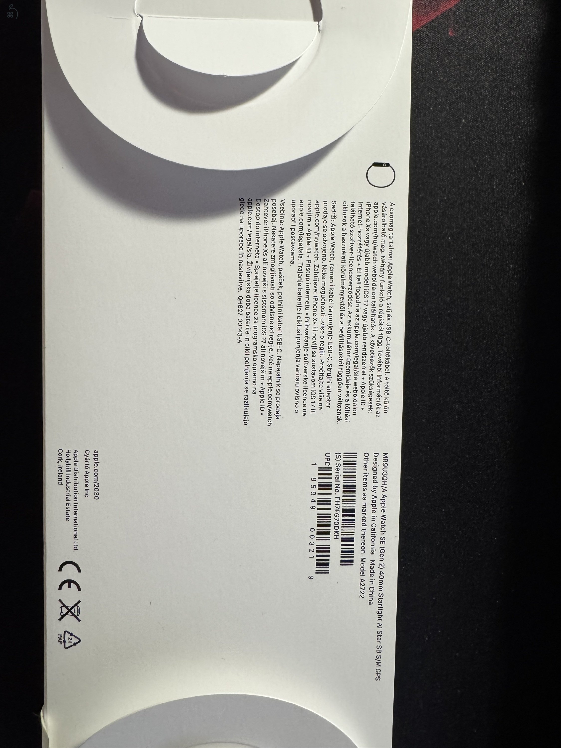 Apple Watch SE 2 40 mm (GPS) Starlight (garanciális)