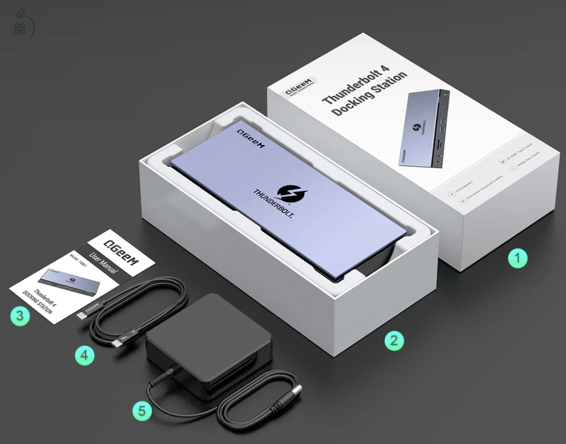 ⚡ Brutális QGEEM Thunderbolt 4 Dokkoló (15-in-1) – Féláron, hibátlan! ⚡