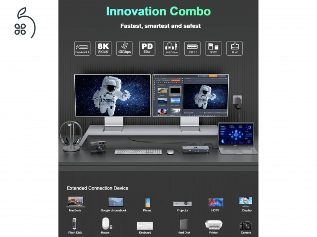 ⚡ Brutális QGEEM Thunderbolt 4 Dokkoló (15-in-1) – Féláron, hibátlan! ⚡