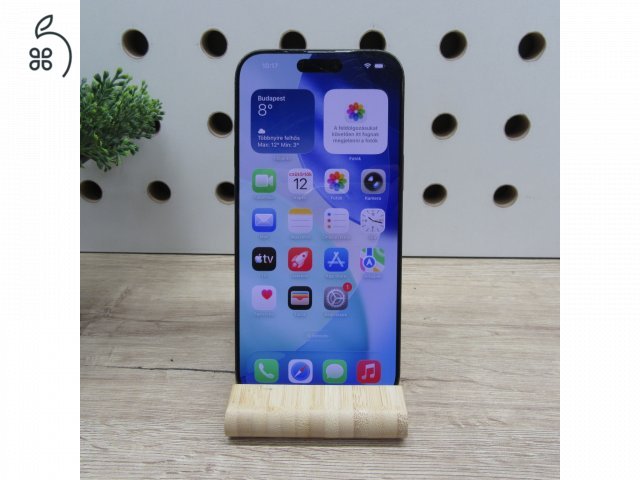 Apple iPhone 16 Pro Max 256GB Black Titanium – használt, karcos kijelző – 91% akku (480 ciklus) – 6 hónap garancia