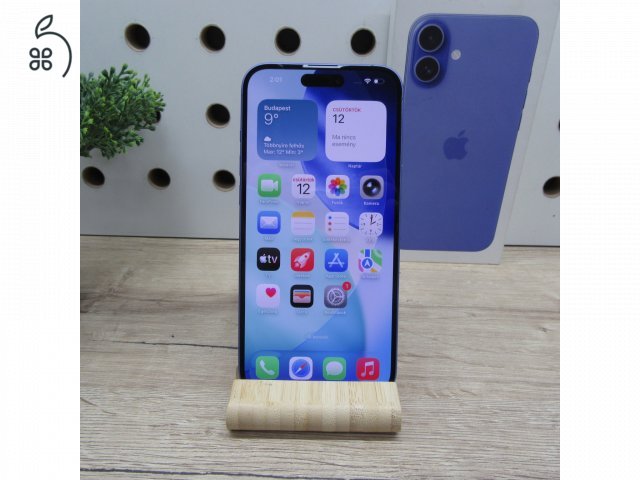 Apple iPhone 16 Plus 128GB Ultramarine – használt, karcmentes – 96% akku (266 ciklus) – 6 hónap garancia