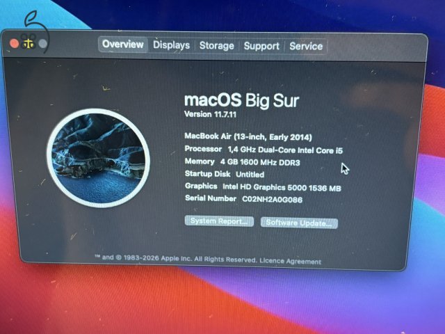 MacBook Air 2014 early, US billentyűzet