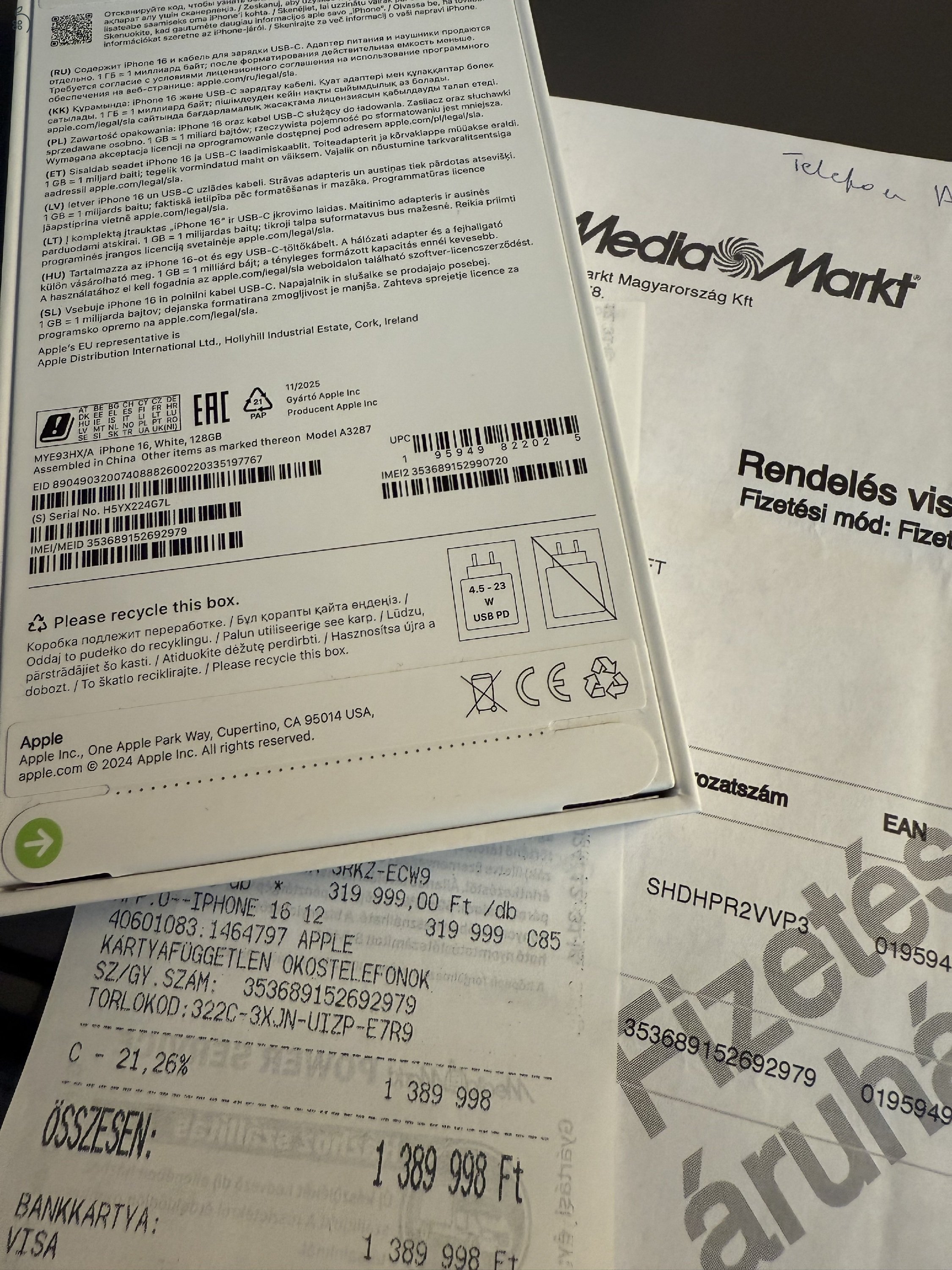 Új Bontatlan Garanciás Apple iPhone 16 128GB Fehér