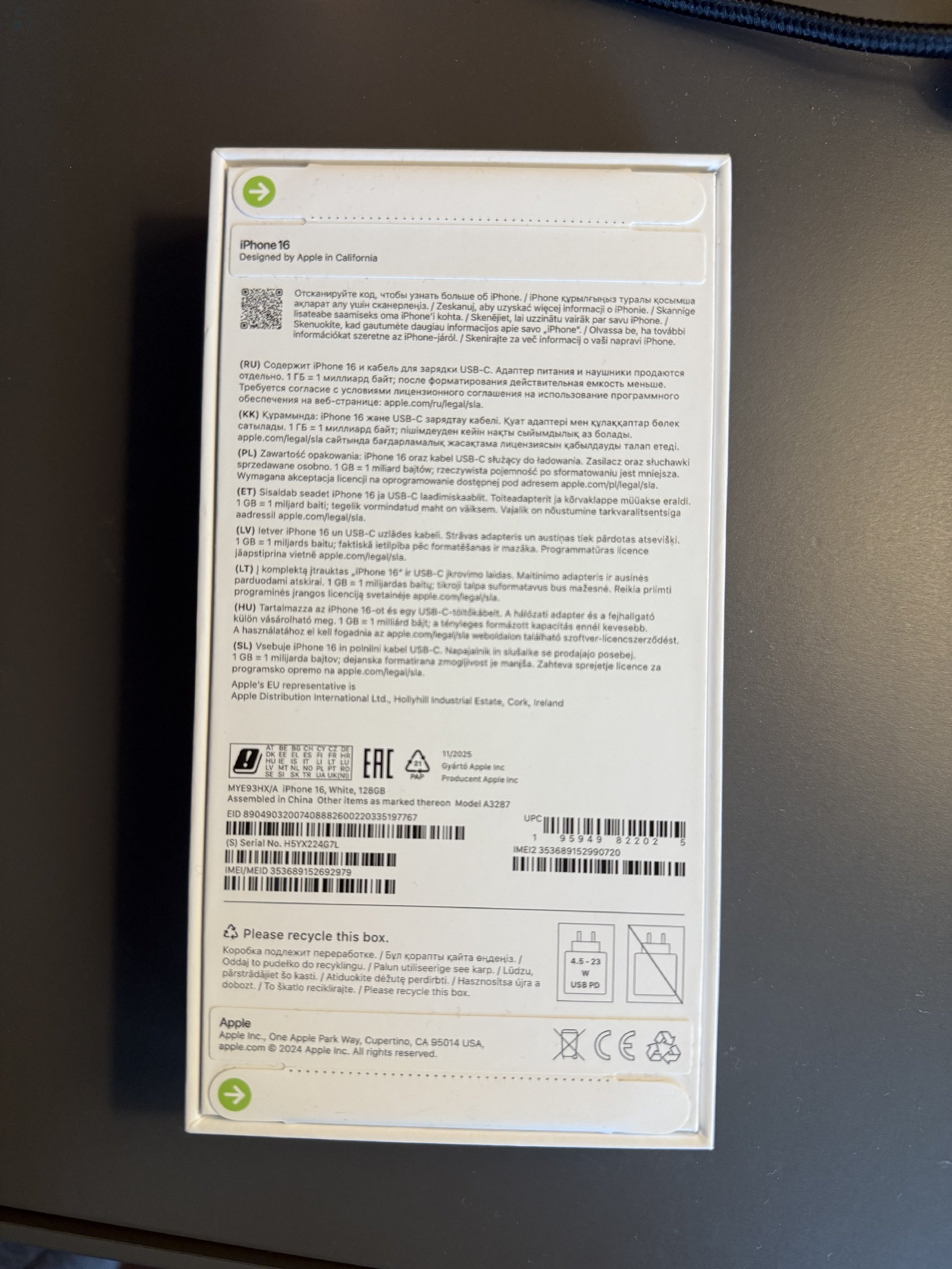 Új Bontatlan Garanciás Apple iPhone 16 128GB Fehér