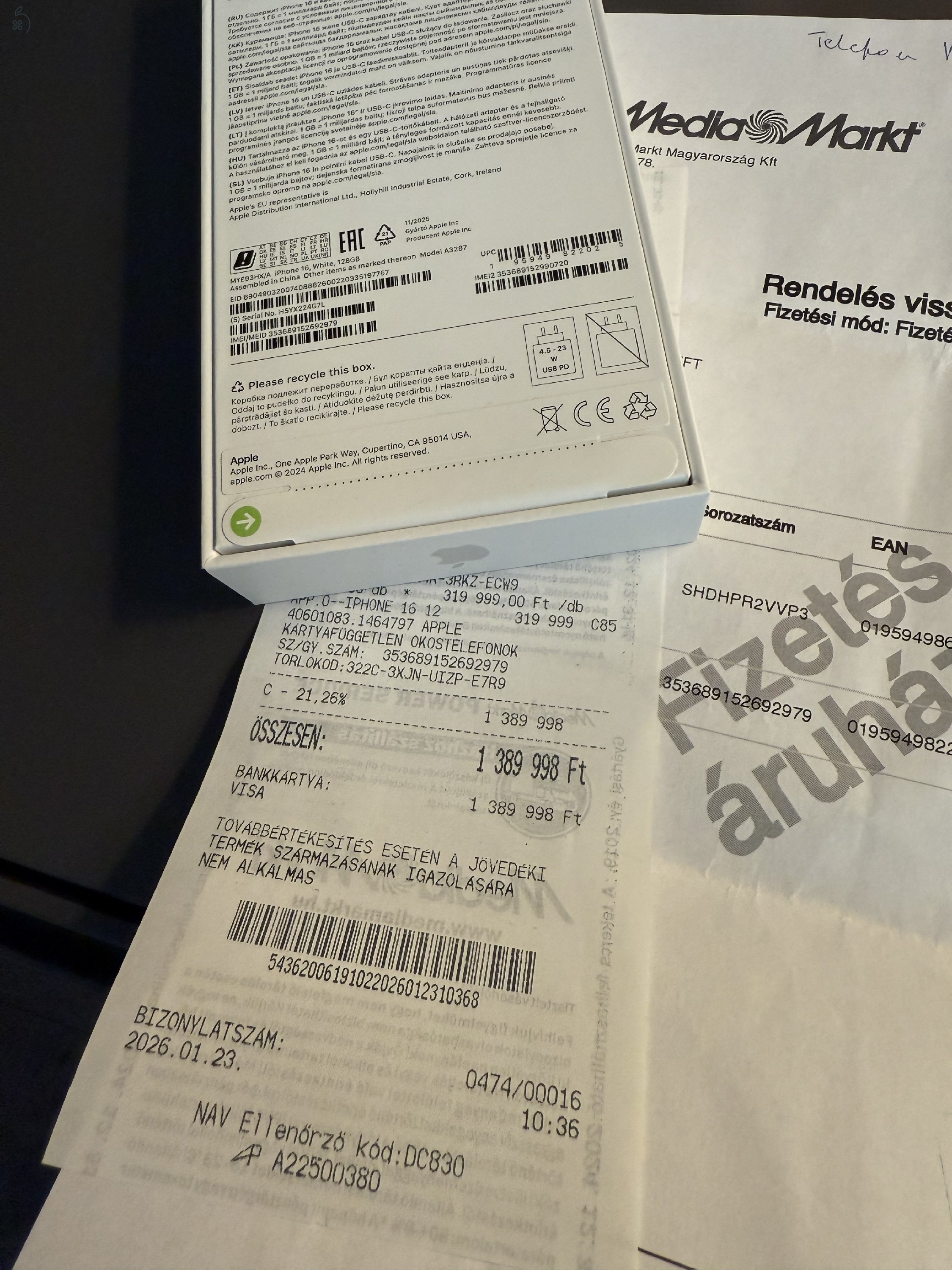 Új Bontatlan Garanciás Apple iPhone 16 128GB Fehér