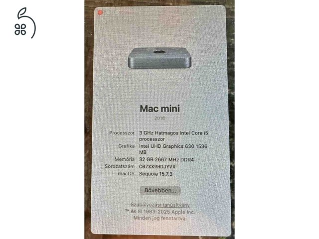 Mac mini 8.1 A1993 2018 i5-8500B/32GB/256GB SSD