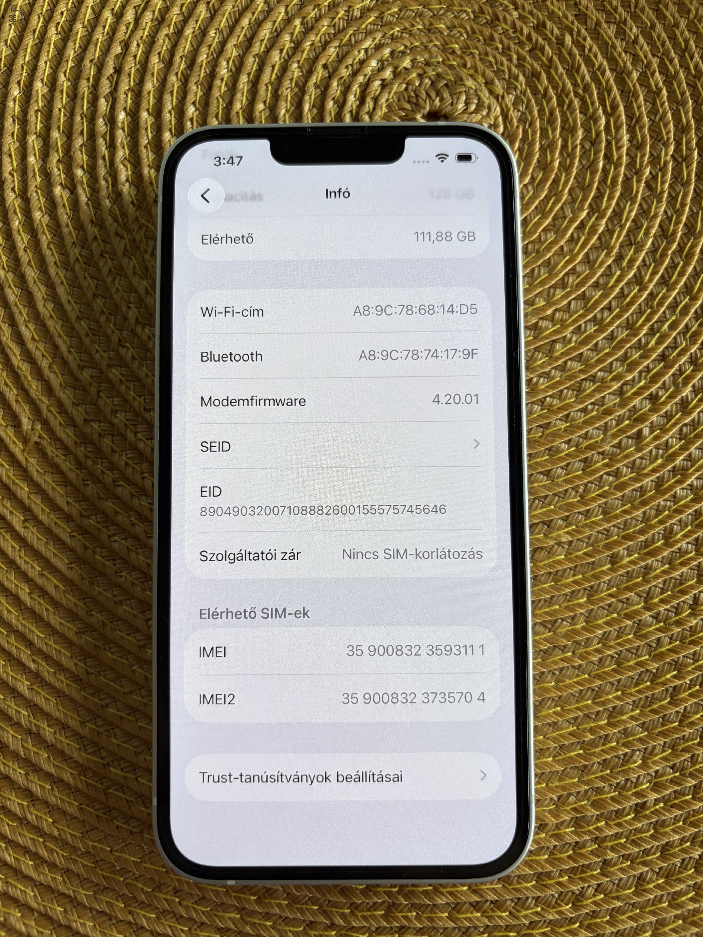 Karcmentes 14 Starlight, 128GB ajándék tokkal.