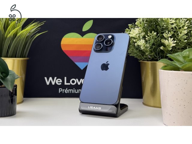  iPhone 15 Pro 128GB Kék, Független - 1ÉV Garancia, Számla 