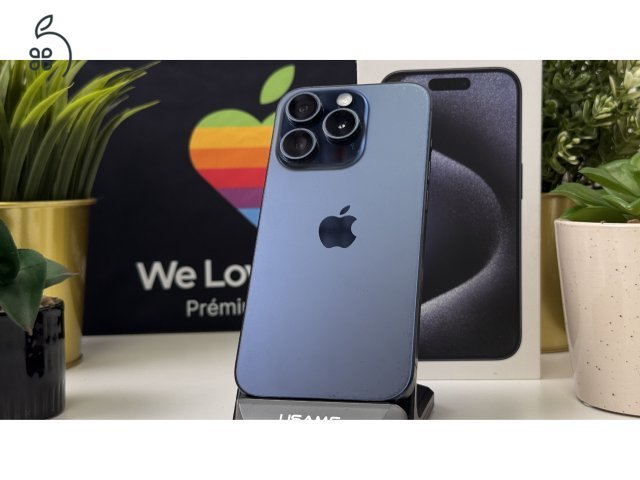 iPhone 15 Pro 512GB Kék, Független - 1ÉV Garancia, Számla