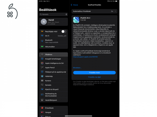 iPad Air M3 11” 128GB 100%-os akkumulátor