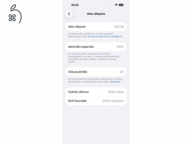 Apple iPhone 15 128 Gb 100% akkumulátor