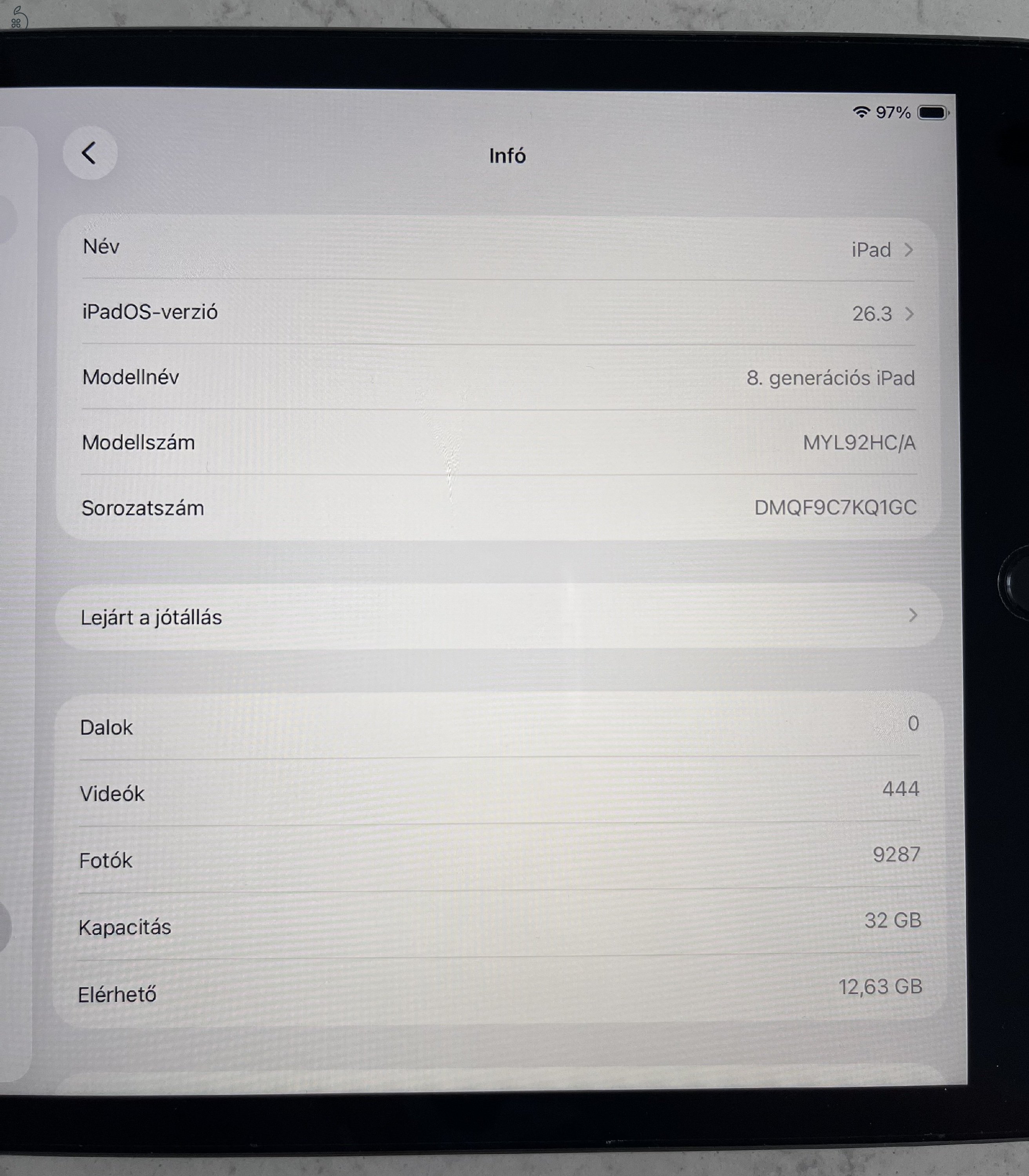 8. generációs iPad eladó