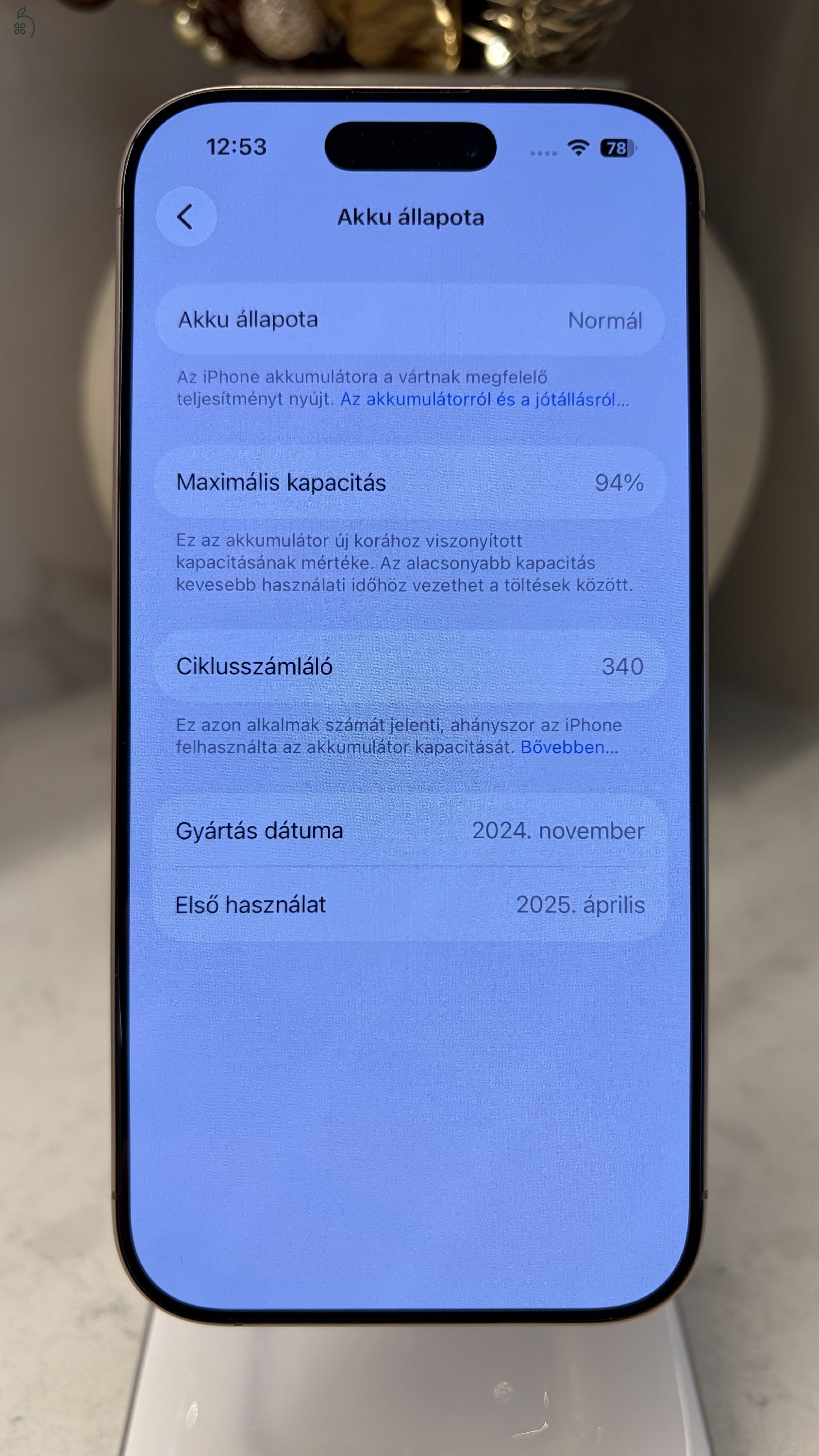 iPhone 16 Pro 128GB Desert Titanium - újszerű, garanciás, dobozos