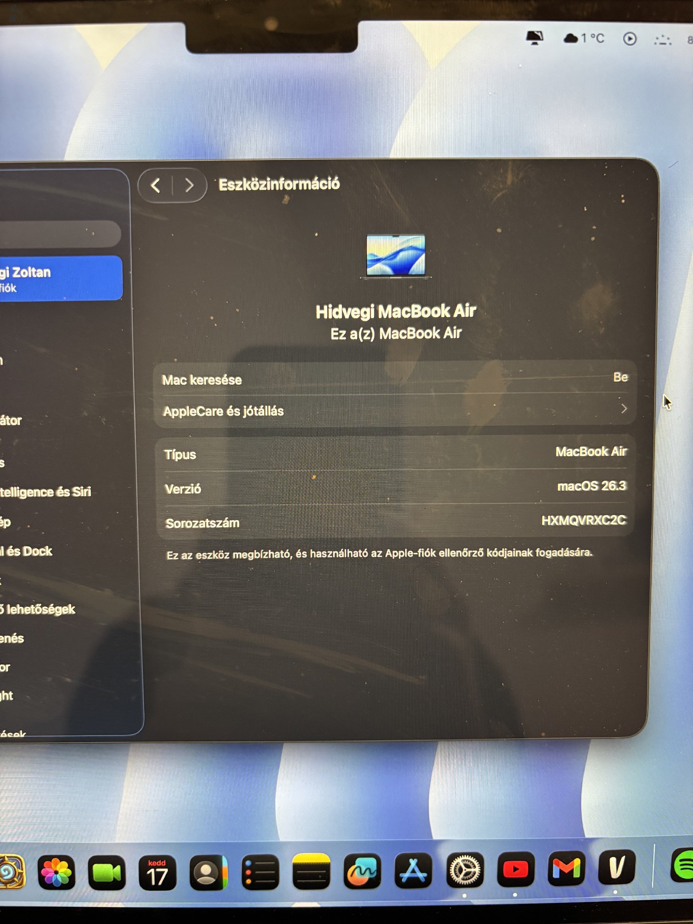 Macbook M2 13.6 col 16/256gb